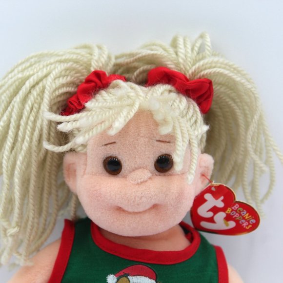 Ty Beanie Bopper Jolly Janie Wearing Polar Bear Slippers & Pigtails 13.5"  NWT - Picture 2 of 11